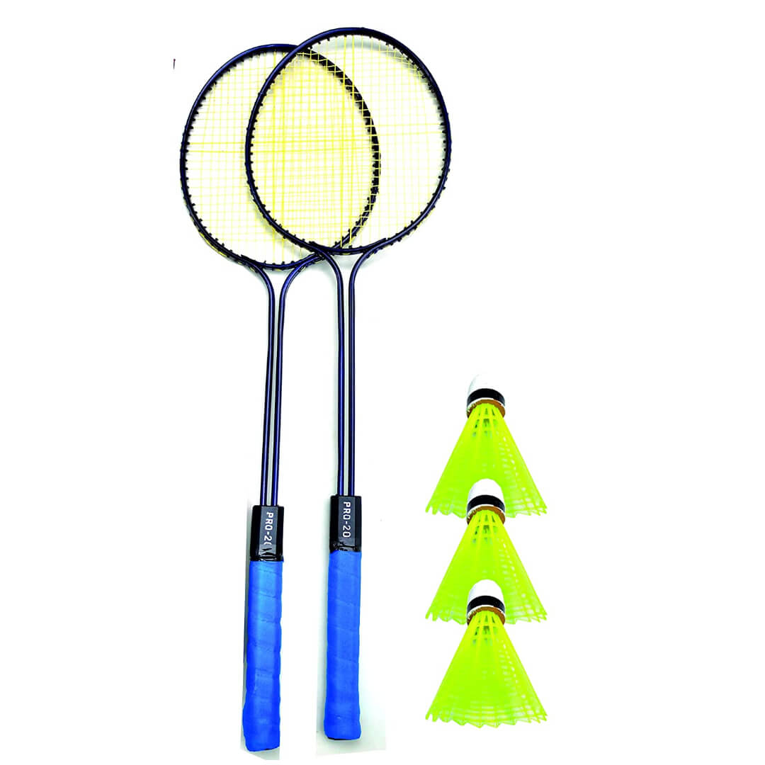 Generic Steel Badminton Racket Set of 2 Piece 1 Set with 3 Piece