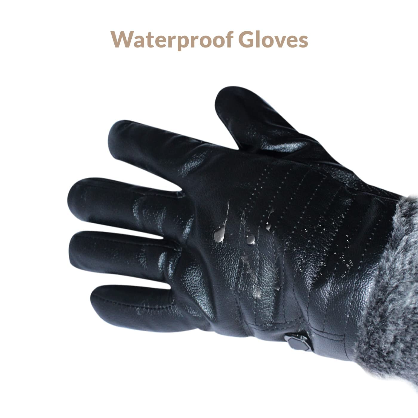 Fur Leather Hand Gloves For Winter Bike Riding Warm and Anti