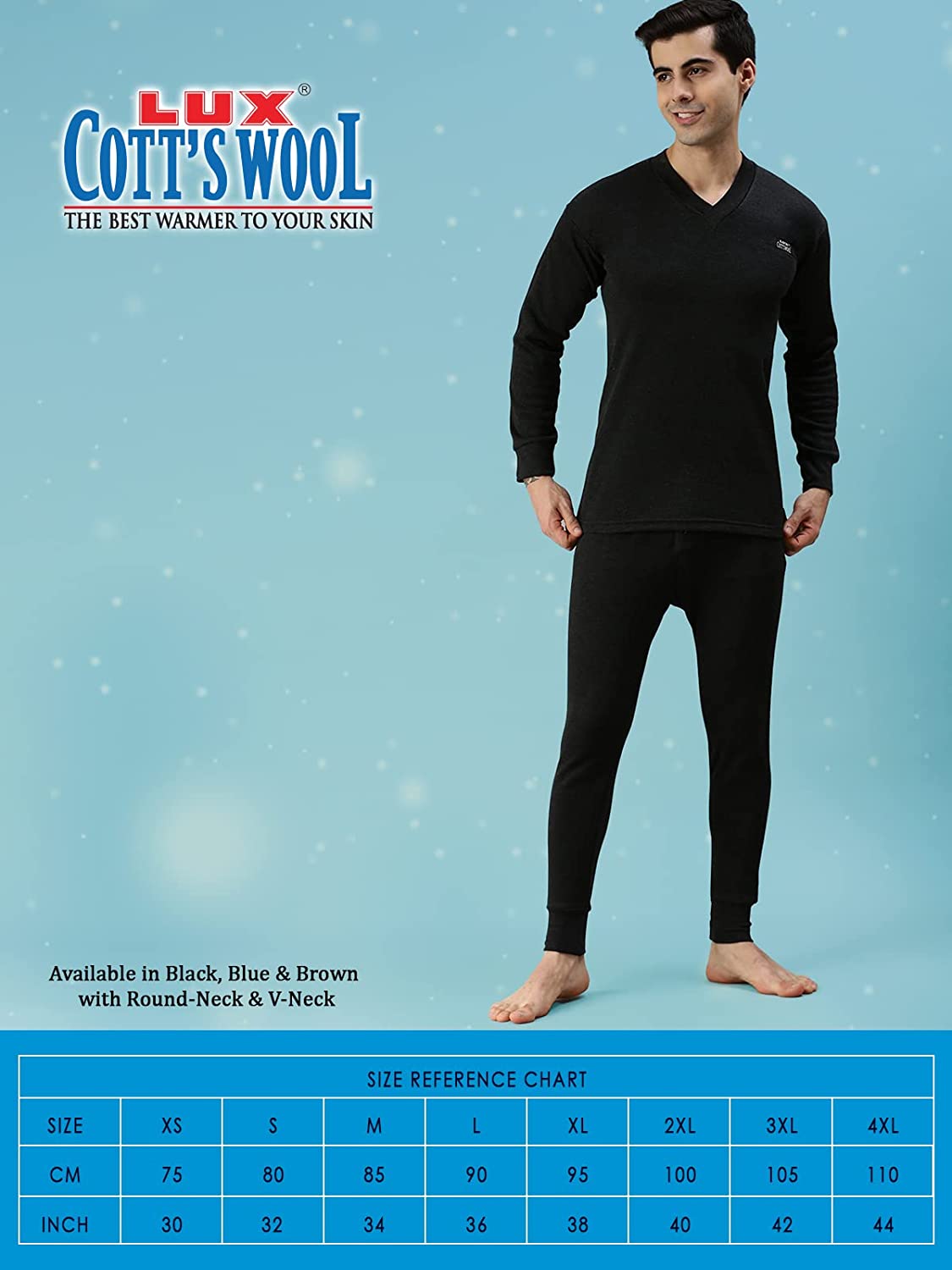 Round Neck/VNeck Lux Cottswool Thermal Wear, for WARM, Packaging Type : Box  at Rs 230 / piece in Delhi