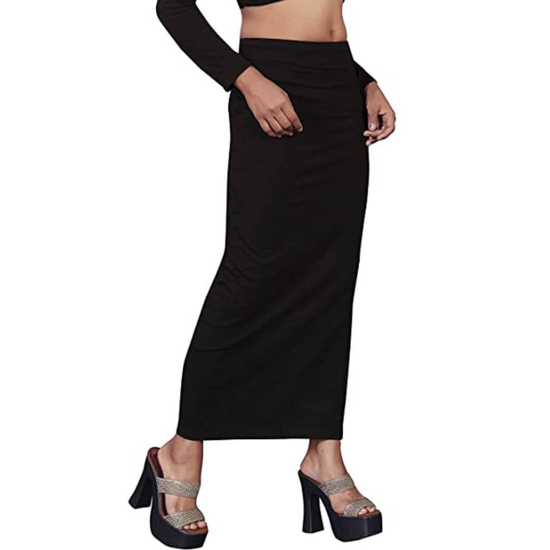 SAGIBO Microfiber Saree Shapewear with Rope Petticoat for Women, Cotton  Blended Shape Wear for Saree OS-Black-Rope-$P, Black, S : :  Fashion