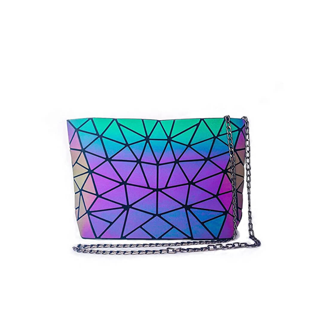 Geometric Luminous Sling Bag For Women I Holographic Reflective